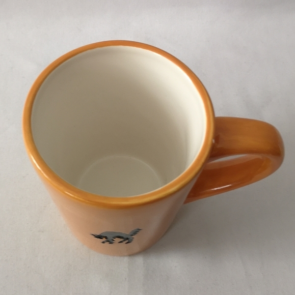 Williams-Sonoma Black Cat Embossed Orange Coffee or Tea Mug in EUC - Picture 2 of 4